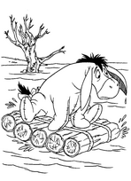 coloriage bourriquet sur radeau